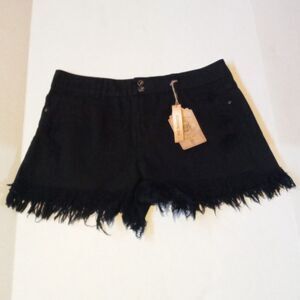 True Craft Black Brooklyn Festival Denim Shorts-Size 15-Frayed-Distressed-NEW
